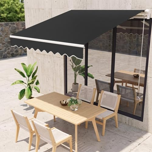 Gelenkarmmarkise Sonnenschutz, 400x250 cm, schwarz | Mit Kurbel & Wandhalterung, Länge und Winkel einstellbar, UV50+ & wasserabweisend für Terrasse und Balkon