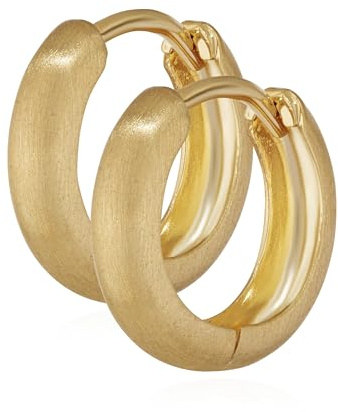 NKlaus Paar Ohrringen Gold - Gelbgold 333 Creolen - Klappcreolen glänzend - 12,2 x 3,2mm - Schmuck Damen und Mädchen - Matt Rund - 4739