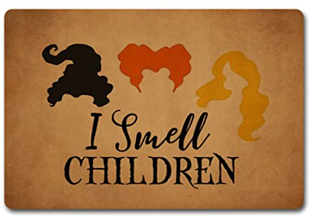 ZQH Mats Funny Welcome Doormat Indoor Decor Halloween Doormat Halloween Decor I Smell Children Hocus Pocus Doormat Personalized Monogram Anti-Slip Rubber Back Novelty Mat (23.7 X 15.9 in)