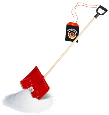 SHW-FIRE | Schneeschieber 40 cm breit, robuster Holzstiel, Schaufel aus Kunststoff, und Aluminiumkante, Schneeschaufel optimal für Schnee räumen auf Gehwegen & Einfahrten | Made in Germany
