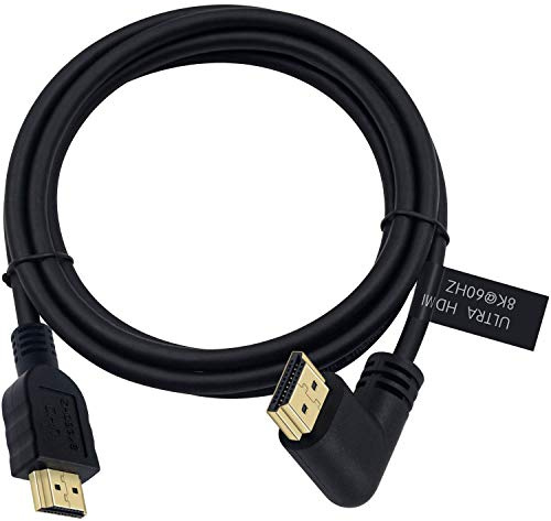 Maxhood 8K HDMI 2.1 Cable 6ft/1.8m, 48gbps High Speed 90 Degree Right Angle HDMI Male to Male Cable Support 8K 60Hz Video and 3D HDR for TV/Xbox /PS4 /PS5(M/M Right)