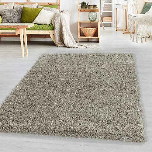 SIMPEX Teppich Wohnzimmer Shaggy 100 x 200 cm Natur Modern Einfarbig Design - Hochflor Teppich Schlafzimmer Pflegeleicht und Extra Weich - Teppich Flauschig für Küche Esszimmer Kinderzimmer Rug Halı