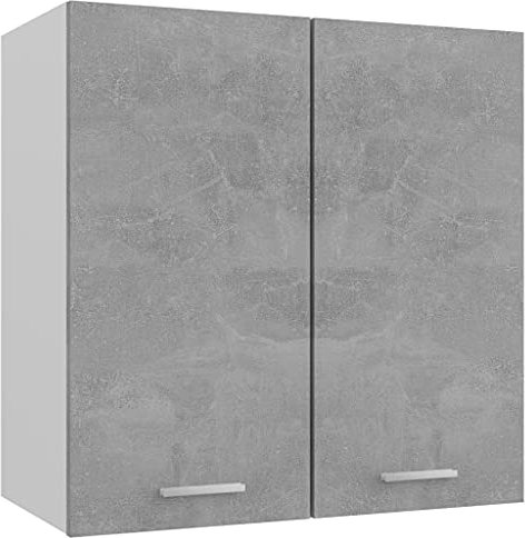 vidaXL Hängeschrank 2 Regalböden Küche Schrank Einbauküche Küchenzeile Küchenmöbel Oberschrank Küchenschrank Betongrau 60x31x60cm Holzwerkstoff
