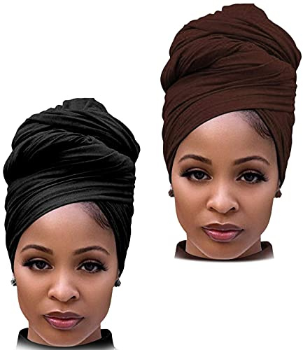 DRESHOW Haarwickel für Schwarze Damen Schal Turban Langes Haar Kopfwickel Schal Kopftuch Weiche Stirnband Schals Gap
