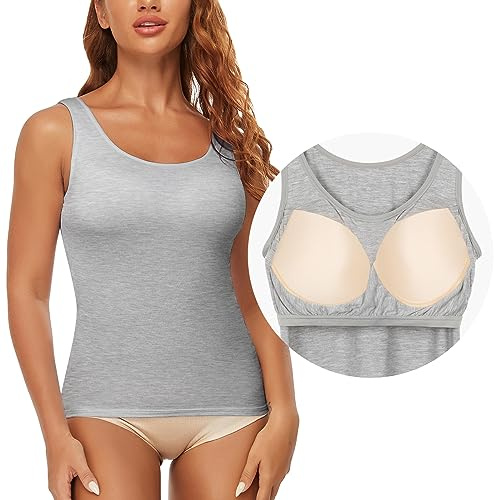 SLIMBELLE Damen Unterhemd BH Hemd Seamless Tank Top mit entfernbaren Cups Bauchweg Shapewear Top Ohne Bügel Bustier Hemdchen Figurformende Body Shaper Camisole Formendes Hemd Shaping Unterwäsche
