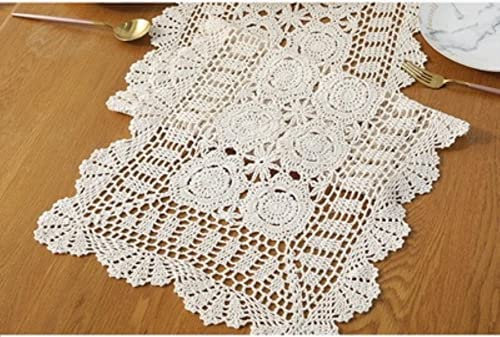 100% Baumwolle Handarbeit gehäkelte Tischdecken Shabby Chic Vintage gehäkelte Tischdecke Handgefertigte Sofabezug Tischläufer 1PC-Muster B,40x120cm