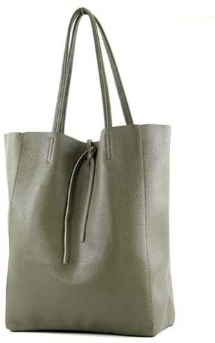Modarno Shopper Bag a spalla in pelle con doppio manico, Shopper Large con tasca interna in pelle
