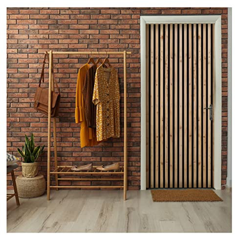 Türtapete Selbstklebend Küche Holz Holzoptik Bretter - 91x211 cm einteilig - Türposter Fototapete für Tür Schlafzimmer Badezimmer Türaufkleber Türfolie UV-Beständig Montagefertig
