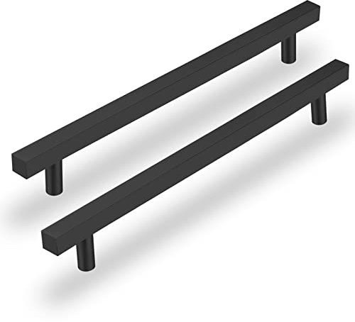 LONTAN 10 Stück Möbelgriffe Schwarz Küchengriffe Schrankgriffe, Griffe Schwarz 256mm Griffe für Küchenschränke - Türgriffe Schrank Modern Möbelgriffe für Badezimmer, Wohnzimmer