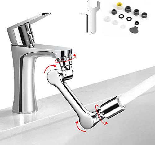 LgowithU Drehbarer Wasserhahn Aufsatz, 1440° Luftsprudler Wasserhahn adapter Verlängerung Aufsatz mit 2 Sprühfunktion, Universal Massiv Messing Drehbarer Multifunktionaler Verlängerungshahn