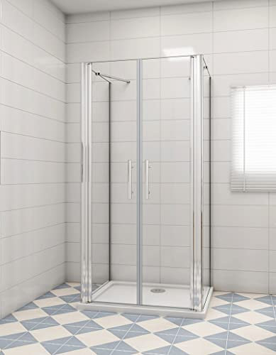 Aica Sanitär Duschkabine 75x90x90cm U-FORM Duschabtrennung 6mm Nano Glas Dusche Duschtür Doppel H195cm