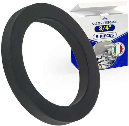 5 Stück Flachdichtung Gummi - für Zulaufschlauch mit 3/4 zoll Gewinde - MADE IN ITALY - Gummidichtung mit Garantie 10 Jahre - MONTERAL