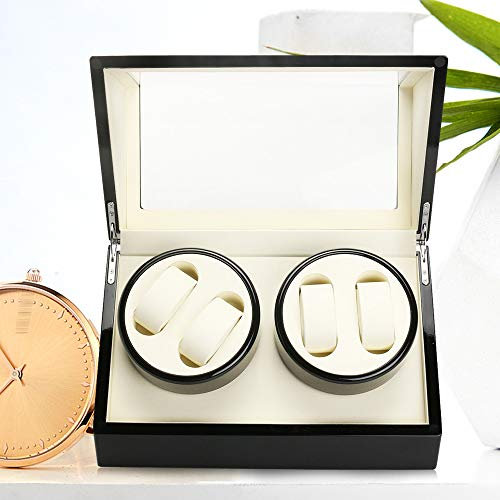 OUKANING Automatische Uhrenbeweger Box 4 Uhren Mute Drehen Uhrenbeweger Watch Winder Box Luxuriöser Uhrenwender Aufbewahrung für alle Automatikuhren Mechanischen Uhren