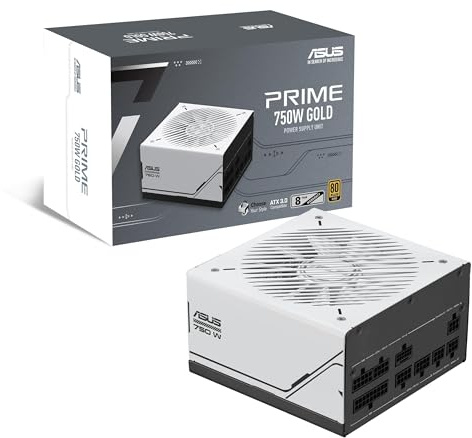 ASUS Prime 750W Gold Netzteil ohne Originalverpackung (750 Watt, für Allround-PCs und Gaming-PCs, 80 PLUS Gold Zertifizierung, ATX 3.0 kompatibel, Lüfter mit Doppelkugellagern, schwarz / weiß)