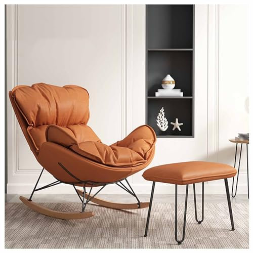 Relaxsessel, Schwingsessel - Schaukelstuhl Baby Schaukelstuhl Wohnzimmer - Akzentstuhl Wohnzimmersessel,Velour Schaukelsessel, Relaxstuhl Komfortable Sessel Für Schwangere Frauen ( Color : Orange colo