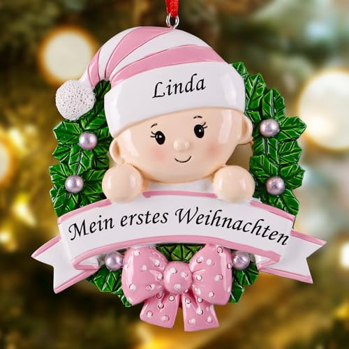 iDIY Weihnachtskugeln mit Namen und Datum - Weihnachten Baby - Christbaumkugel personalisiert - Weihnachtskugel selber gestalten