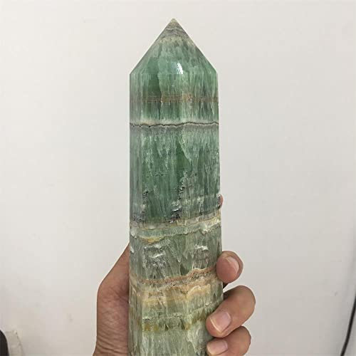 VEEAR Home Decoration Natural Green Calcite Pillar Crystal Stick Point Pillar Mace Pillar Heals Reiki Decoration Stones ZOUCUNXIYIN