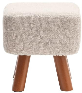XLIHAWY Kleiner Rechteckiger Fußhocker, Fußstütze Aus Leinen Osmanischer Hocker Mit Rutschfesten Holzbeinen, Weicher Schwamm Gepolstert Holzstuhl Für Schreibtisch (Farbe : Light Gray, Größe : 11.8x1