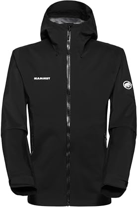 Mammut Outdoor Hardshell Hooded Jacket Men | Herren Jacke für Outdoor, Wasserdicht & Atmungsaktiv, Wanderjacke, Funktionsjacke, Hardshelljacke, Wassersäule 20000 mm | Schwarz, XXL
