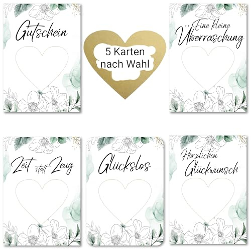 Laurea Verde Vintage Rubbelkarte Rubbelherz (5 Karten nach Wahl)