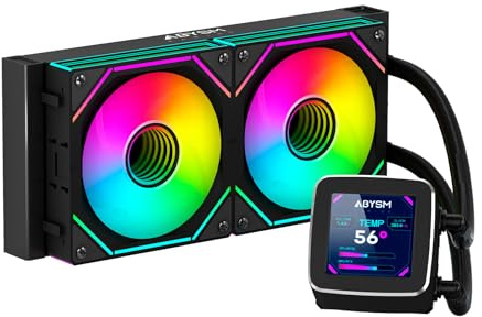 ABYSM Gaming Refrigeración Líquida OCEANIC 240 Black ARGB | Pantalla LCD 2,8'' Personalizable, 3 Ventiladores RGB con Sistema de Control de Temperatura PMW