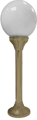 Licht-Erlebnisse Wegeleuchte außen Messing Glas 60 cm hoch E27 IP43 Kugel Schirm rund Vintage Design Stehlampe außen Garten Gehwegbeleuchtung