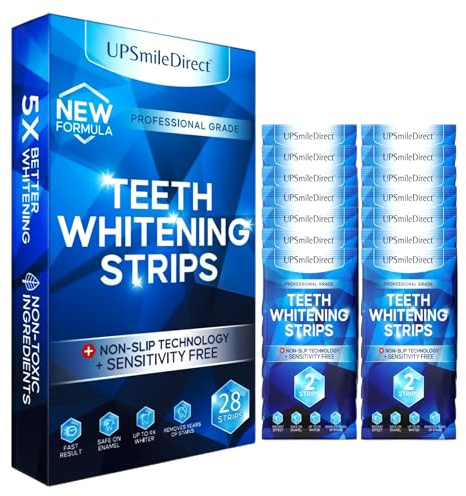 UPSmileDirect Professional Teeth Whitening Strips 14 Treatments - Peroxide Free - Non Sensitive Teeth Whitening - Pack of 28 Strips (28 Count)