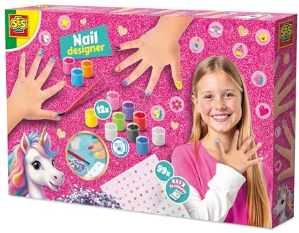 SES Creative 14729 Einhorn-Nageldesigner - Kreatives Set für Kinder ab 6 Jahren - Enthält Nagellacke und Glitzersteine - Perfekt für Nagelkunst, Rosa