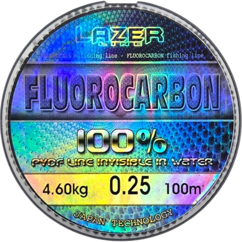 LAZER LINE Fluorocarbon Angelschnur 100m DIA0,25mm Test 4,6kg - Transparent | Vorfachschnur für Hecht Zander Barsch Forelle Karpfen - Fluorocarbon Vorfach - Raubfish Angeln Schnur – Flourocarbonschnur
