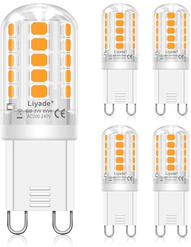 Liyade G9 LED-Lampen 3 W, 2700 K, Warmweiß, 5er-Set | Entspricht 30 bis 40 W Halogen,CRI85,360° Abstrahlwinkel,Energiesparend, Flimmerfrei, Geräuschlos und Nicht Dimmbar