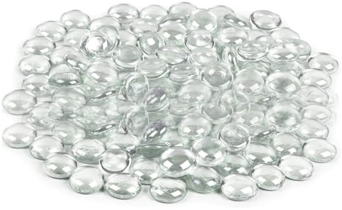 NIEEKRUN Glass Pebbles 0.9KG Flat Marble Beads Artificial Crystal Gemstones Vase Filler Stones, Fire Glass Pebbles Decorative Glass Stones Decorative Glass Pebbles for Aquarium Flowerpot Landscaping