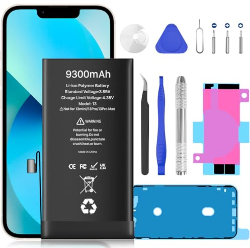 [9300mAh] Batterie pour iPhone 13(Nouvelle Version 2025), BOANV pour iPhone 13 Batterie de Remplacement à Ultra Haute capacité BOANV à 0 Cycle avec Kits d'outils de Remplacement Professionnels