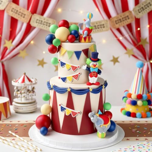 Cirkus tårtdekoration födelsedag cirkusbollar pinnar | cirkus tårta dekoration födelsedag cirkus-tema bollar tårtpinnar karneval fest baby shower festartiklar