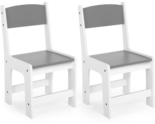 Clevich 2 sedie per bambini, 52 x 32 x 29 cm, confezione da 2 sedie, fino a 80 kg, per a partire dai 2 anni, sedie con poggiapiedi e schienale curvo, per cameretta dei bambini, Gris
