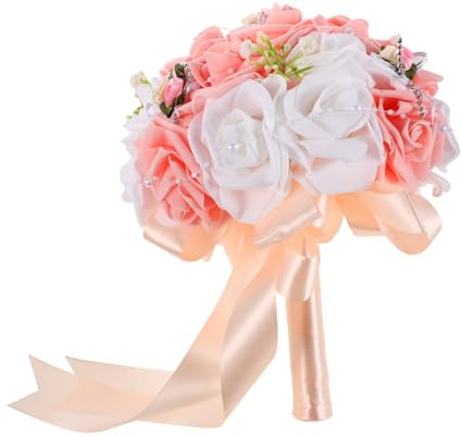 MAGICLULU Bouquet da Sposa Artificiale Pe Rose per Matrimoni Eleganti