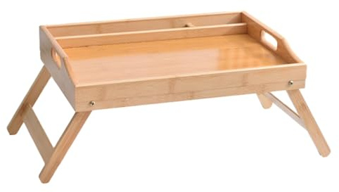 Vikbart benbord | Hållbart frukostbricka i trä, multifunktionellt laptopbord för sovrum, vardagsrum, kök, hemmakontor, skrivbord, bärbar päls
