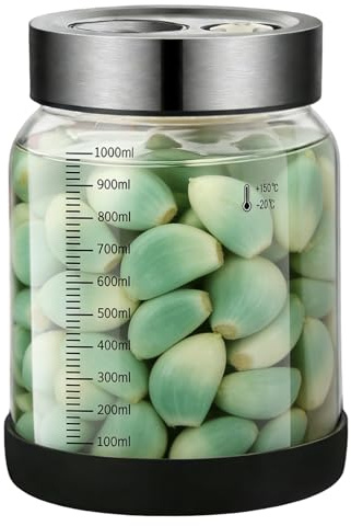 Bqkroa Tarro de fermentación de 1000 ml con tapa: Mason Jars Fermentiergglas 1 L, Tarro de fermentación con válvula de ventilación y purga de vías, vasos de fermentación con válvula de fermentación