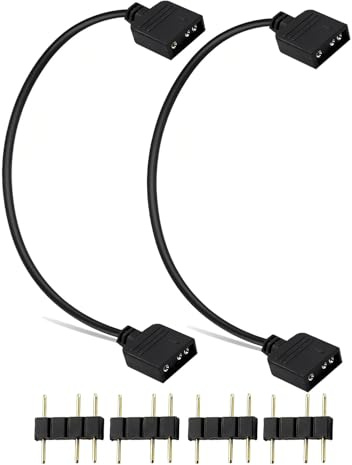 Zynqo Lot de 2 Câbles D'extension ARGB 5 V 3 Broches, Câbles Répartiteurs ARGB, Adaptateur RGB pour Boîtier D'ordinateur, Refroidisseur 30cm