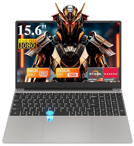 DREAMFYRE 15,6 Ordenador portátil 16GB DDR4 512GB SSD, PC portátil Ryzen 7 4800H CPU, Portátil Laptop Computer con Pantalla FHD 1080P, WiFi5, Bluetooth5.0, USB3.0, Webcam, Touch ID