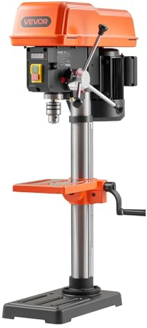 VEVOR Trapano a Colonna da Banco da 254 mm, Potenza Nominale 400 W, Velocità variabile, Stabile con Laser e Luce di Lavoro a LED, Trapano a Colonna da Banco per Lavorazione del Legno e Metallo