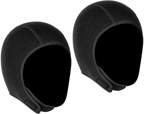 Aomiun 2PCS 3MM Neoprene Diving Cap Warm Snorkeling Swim Hat with Chin Strap for Men Women Scuba Surfing Kayaking Sailing Water Sports (L)