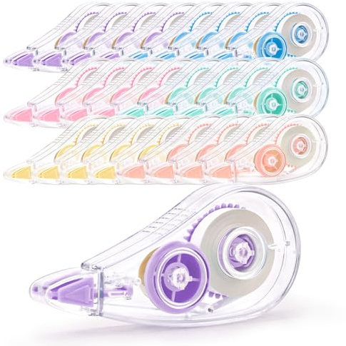 JEFURE Mini Cintas Correctoras 24 Piezas, 5,5 m x 5 mm, 6 Colores Pastel