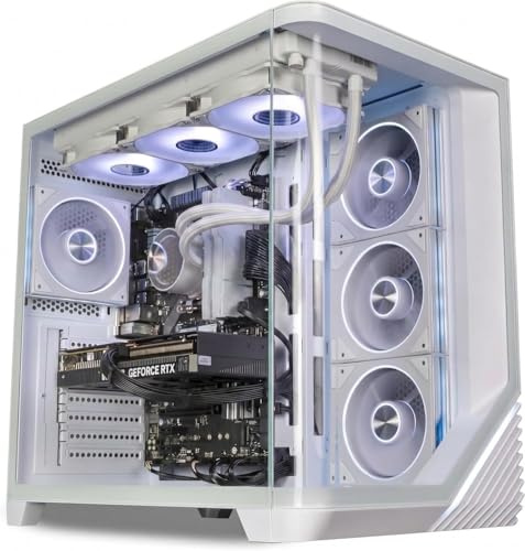 ionz Liquid Cool Gaming PC, Ryzen 9 9950X3D2 16-Core, Nvidia RTX 5090 32GB, 64GB DDR5 RAM, 2TB NVMe SSD, Windows 11, 1200W Gold PSU | Venus Flow - White