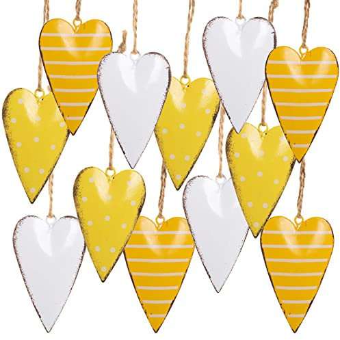 12 Herzanhänger weiß 7 cm Metall – Geschenk Mama Oma | Wohndeko Jahrestag Liebe wohnliche Atmosphäre Geburtstag Sommer