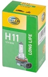 HELLA 8GH 223 498-351 Glühlampe - H11 - Long Life up to 3x longer lifetime - 12V - 55W - Sockelausführung: P14,5s - Schachtel - Menge: 1