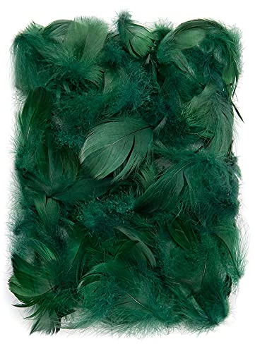 Netuno 150 Stück Flaum Federn Dunkelgrün 10 g Natur Schmuckfedern zum DIY Basteln Dekoration für Ostern Weihnachten Figuren Dekofigur Karneval