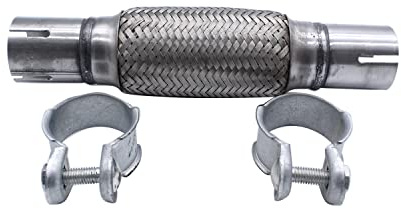 TAKPART Universal Flexrohr Reparaturrohr Hosenrohr Auspuff + 2 Schelle für 45 x 150mm/270mm Silber