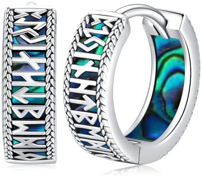 Pendientes del Aro Vikingos para Hombres Pendientes del Aro Plata de Ley 925 con Runa Pendientes Vikingos Regalos de Cumpleaños para Hombres y Mujeres