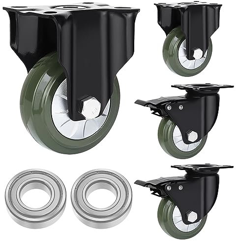 4 Stück Schwerlastrollen 75mm 100mm 125mm 150mm Vollgummi-Rad, 360 Grad Drehbar Pannensichere Transportrollen, Industrie Ersatz Rollen Mit Bremse, Für Trolleys Möbel Werkbank ( Color : Fixed+Brake , S