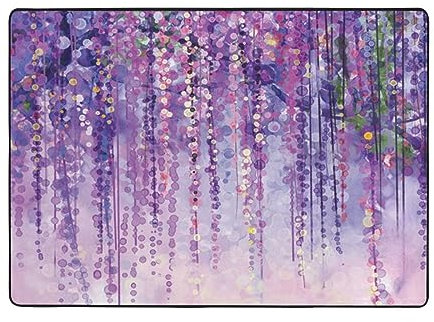 LAMAME Floral Efeu Blüten Baum gedruckt rechteckig Bereich Teppich rutschfeste Bodenmatte Wohnkultur Indoor Teppich